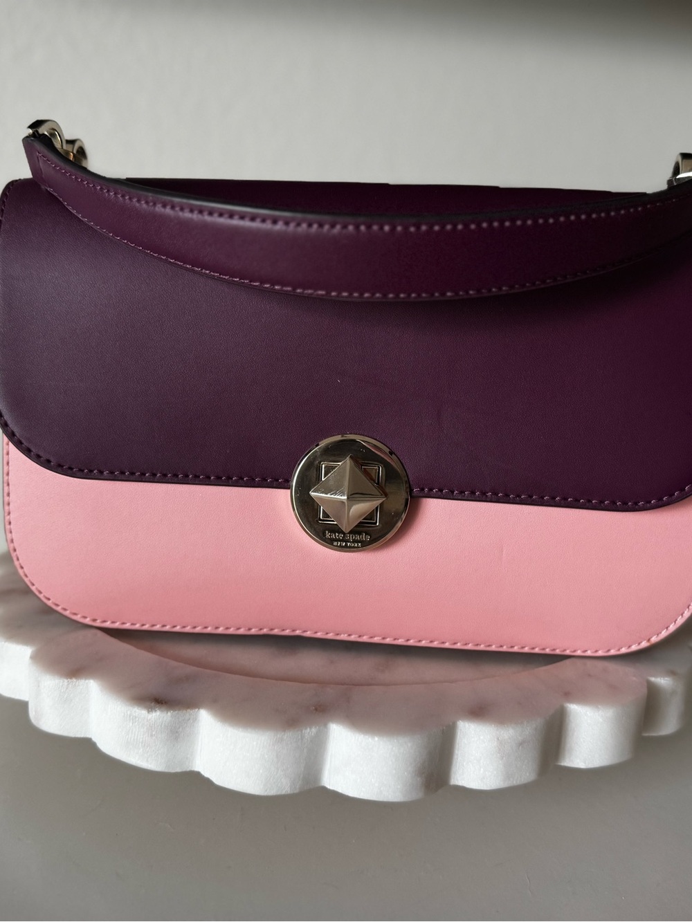 kate spade Two-Tone Plum and Pink Leather Shoulder Bag